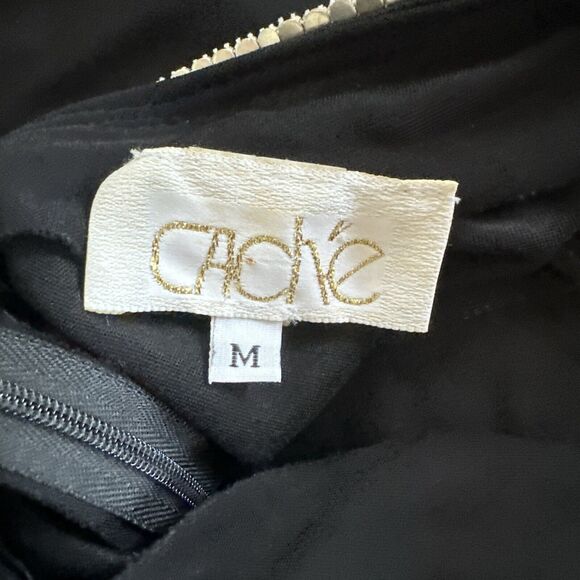 Vintage 90s Cache Evening Gown Women's M Black Dress Crystal Embellished Straps - Picture 9 of 13